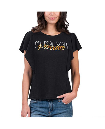 Женская черная футболка Pittsburgh Pirates Crowd Wave G-III