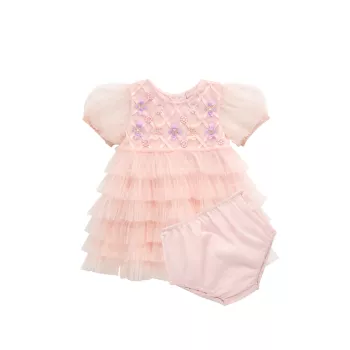 Baby Girl's Fairytale Gala Bebe Floral Lattice Tulle Dress TUTU DU MONDE