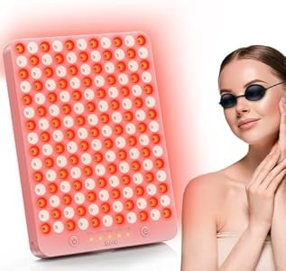 SUXIO Red Light Therapy lamp - 165 LED Red Light Therapy Panel for Face & Body, Portable Deep 660nm - 850nm Near Infrared Light Therapy Device with Eye-Patch, White SUXIO