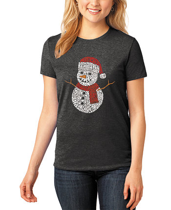 Женская футболка с короткими рукавами «Рождественский снеговик» Premium Blend Word Art LA Pop Art