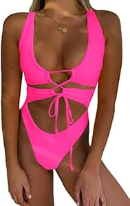 CHYRII Women's Sexy Cutout Lace Up Backless High Cut One Piece Swimsuit Monokini CHYRII