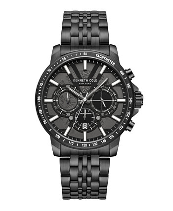 Мужские часы с хронографом, браслет из нержавеющей стали, черный, 44 мм Kenneth Cole