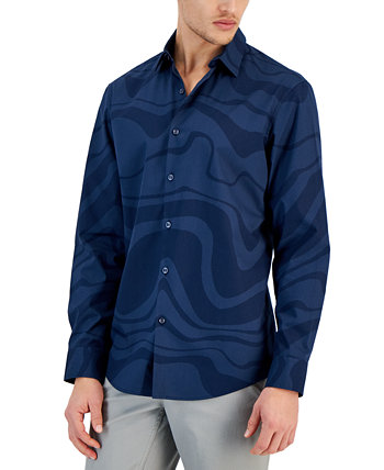 Мужская рубашка на пуговицах с принтом Ocean Wave стандартного кроя, созданная для Macy's Alfani