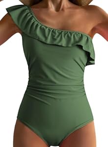 Dokotoo Womens One Piece Swimsuits One Shoulder Ruffle Bathing Suits Dokotoo