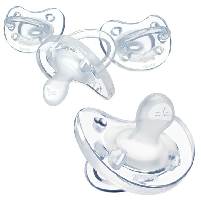 Chicco PhysioForma® Orthodontic One-Piece Silicone Pacifier, 4-Pack, 0-6m - Clear, New Chicco