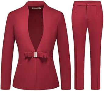 MODFUL Women's Business Pant Suit Set 2 Piece Slim Fit Blazer Jacket One Button Buckle Closure Lady Work Suit for Office MODFUL