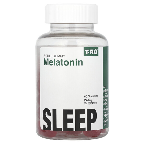 Жевательная резинка для взрослых, мелатонин, сон, клубника, 60 жевательных конфет T-RQ