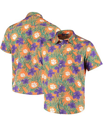 Мужская оранжевая рубашка Clemson Tigers с цветочным принтом на пуговицах FOCO