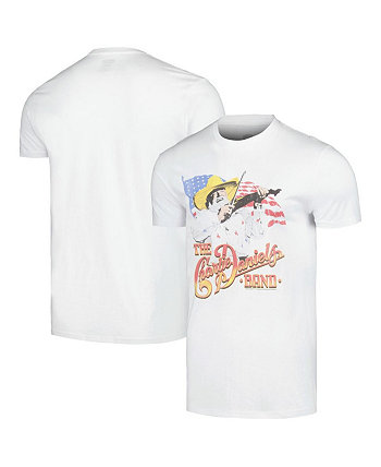 Мужская белая футболка с рисунком The Charlie Daniels Band CDB и флага American Classics