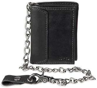 Levi's Men's Trifold Wallet - Sleek and Slim Includes ID Window and Credit Card Holder,Black with Chain Levi's