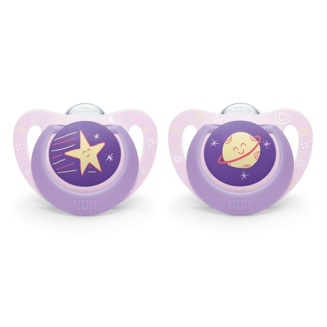 NUK Orthodontic Pacifiers, 0-6 Months, 2 Pack, Pink NUK