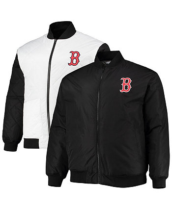 Мужская двусторонняя атласная куртка Boston Red Sox Big and Tall белого и черного цветов с молнией во всю длину Profile