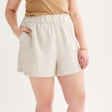 Plus Size Sonoma Goods For Life® Femme Linen-Blend Shorts SONOMA
