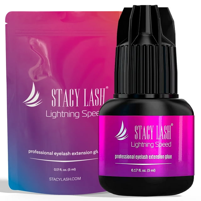 Stacy Lash Lightning Speed Eyelash Extension Glue (5ml/ 0.17 fl. oz) / Black Cyanoacrylate Adhesive /Fast Drying Time & Strong Retention / Professional Use Only STACY LASH