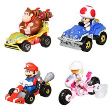 Mattel Hot Wheels Mario Kart Vehicle 4-Pack with 1 Exclusive Collectible Model Mattel