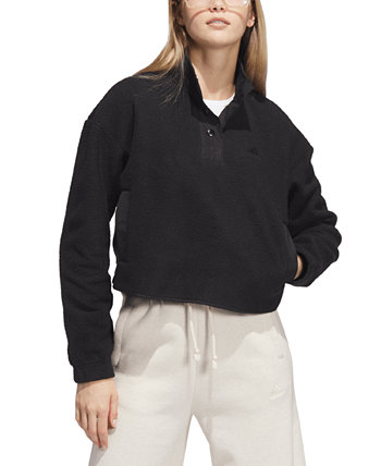 Женский флисовый пуловер на четверть кнопки Adidas