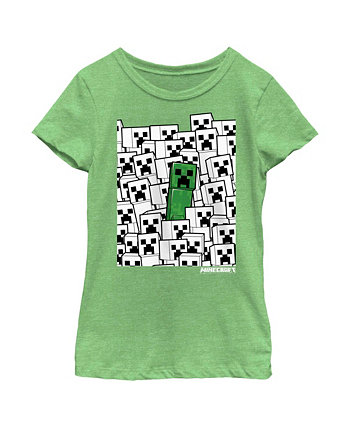 Girl's Minecraft Stand Out Creeper White  Child T-Shirt Microsoft