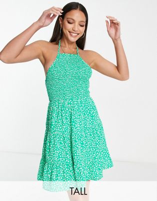 Зеленое ярусное платье мини с воротником-бретелькой Influence Tall Influence