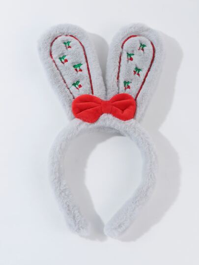 Карнавальный ободок для волос с вышивкой вишни с бантом & в форме кроличьих ушей SHEIN