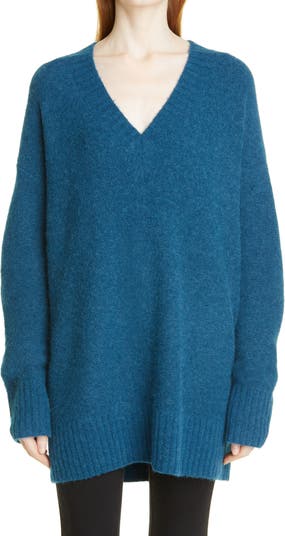 Пуловер оверсайз с V-образным вырезом из смеси альпаки Nordstrom Signature