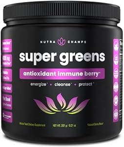 Super Greens Powder (Порошок) Premium Antioxidant Superfood | Organic Greens Fruit and Veggie Vegan Supplement | 40+ Greens and Superfoods Including Wheatgrass & Spirulina | Probiotic Powder Greens, Sweet Berry NutraChamps