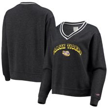 Women's League Collegiate Wear Черный меланжевый свитер LSU Tigers Victory Springs Tri-Blend с v-образным вырезом League Collegiate Wear