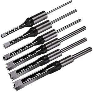 Square Hole Drill Bits for Wood,4pcs Woodworking Square Mortise Drill Bit, Mortise Chisel,1/4 Inch 5/16 Inch 3/8 Inch 1/2 Inch (All of Sizes) with Plastic Storage Case Mkc