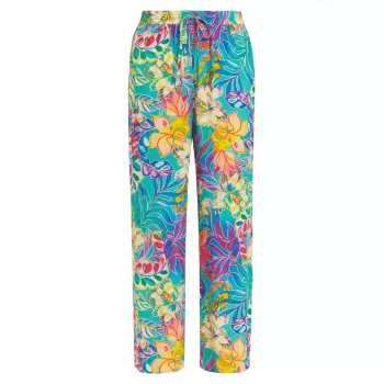 Helena Floral Straight-Leg Pants Johnny Was