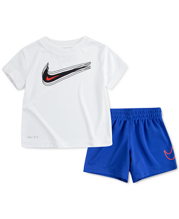 Рубашка и шорты с логотипом Swoosh для мальчиков, комплект из 2 предметов Nike