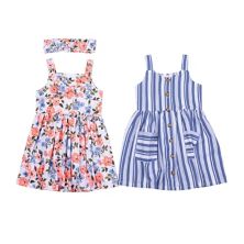 Комплект платья Little Lass в полоску и цветочный принт для девочек от 4 до 6 лет с повязкой на голову Little Lass