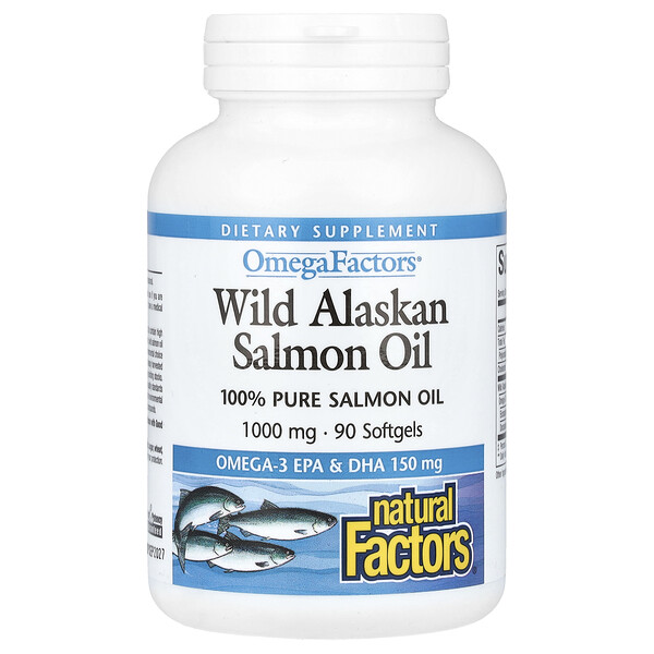 Масло дикого аляскинского лосося, 1000 мг, 90 мягких таблеток Natural Factors