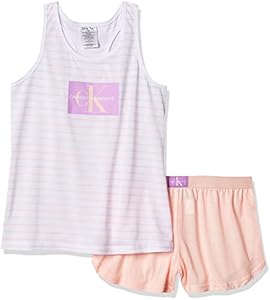 Calvin Klein Girls' Two piece Cute Tank Top and Cozy Bottom Short Pajama Set Calvin Klein