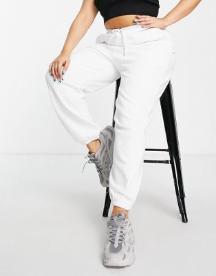 ASOS Weekend Collective Curve oversized sweatpants with logo in white - part of a set ASOS Weekend Collective