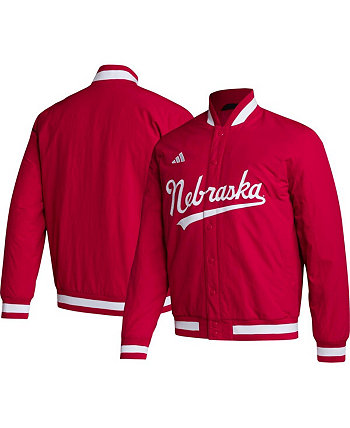 Мужская красная куртка Scarlet Huskers Baseball Coaches Full-Snap Adidas