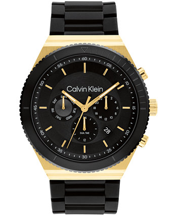 Мужские часы с черным силиконовым ремешком 44,5 мм Calvin Klein