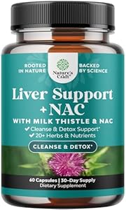 Liver Support NAC Supplement with Milk Thistle Extract - Herbal Liver Supplement with N Acetyl Cysteine, Artichoke, Choline & Beetroot - Antioxidants for Cleanse, Detox & Repair - 60 Capsules Natures Craft