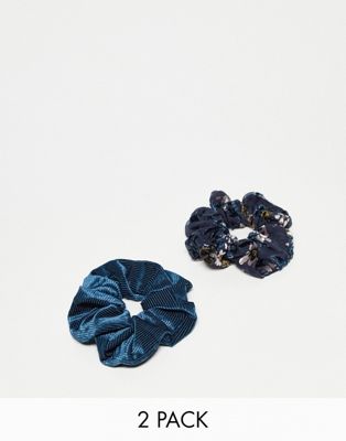 Набор резинок для волос Jumbo Assorted Basik Edition, 2 штуки синего цвета The Basik Edition