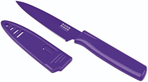 Kuhn Rikon Straight Paring Knife with Safety Sheath, 4 inch/10.16 cm Blade, Black Kuhn Rikon