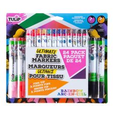Tulip 24-Pack Ultimate Rainbow Fine Tip & Brush Tip Fabric Markers Tulip