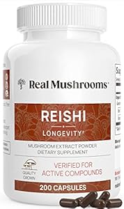 Real Mushrooms Reishi Capsules (Капсулы) - Organic Mushroom Extract Supplement with Potent Red Reishi Mushroom - Vegan Mushroom Supplement, Non-GMO, 90 Caps Real Mushrooms