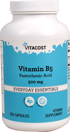Пантотеновая кислота витамина B5 -- 500 мг -- 200 капсул Vitacost