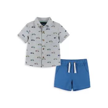 Baby Boy's, Little Boy's &amp; Boy's Scooter Print Short-Sleeve Shirt &amp; Shorts Set Andy & Evan