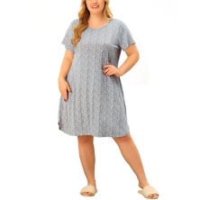 Women's Plus Nightgown Stretch Pattern Short Sleeve Round Neck Sleepwear Agnes Orinda