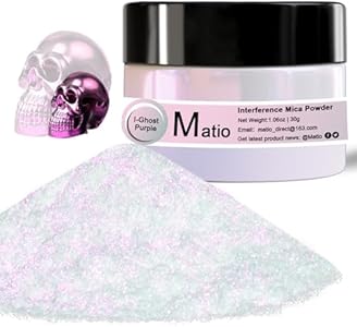 Matio Interference Mica Powder, 1.06oz/ 30g Berserk Moon Chrome Powder, Pearlescent Effect Color Shift Pigment for Epoxy Resin, Makeup Shimmer, Nail Polish, Soap Dye, Candle Making, Paint, Slime Matio