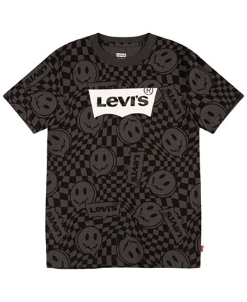 Клетчатая футболка со смайликом и короткими рукавами для малышей для мальчиков Levi's®