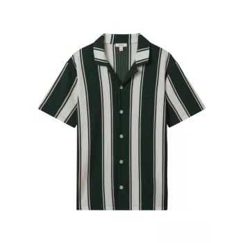Alton Striped Plissé Camp Shirt REISS