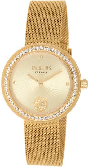 Женские часы-браслет с сетчатым безелем и кристаллами, 35 мм Versus Versace