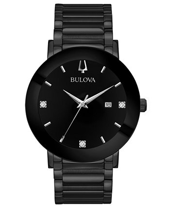 Мужские часы Futuro с бриллиантовым акцентом и черным браслетом из нержавеющей стали, 42 мм Bulova