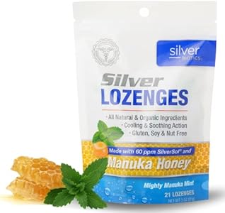 Silver Biotics Colloidal SIlver Lozenges | 60 PPM Ag₄O₄ SilverSol | Immune Support + Throat Soothing Lozenges | Manuka Honey | 21 Count American Biotech Labs