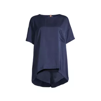 Моющаяся шелковая футболка из двух предметов: пижамный комплект LUNYA